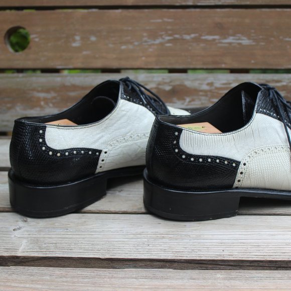 Black & White Genuine Lizard Spectator Cap Toe EUC - Picture 8 of 13